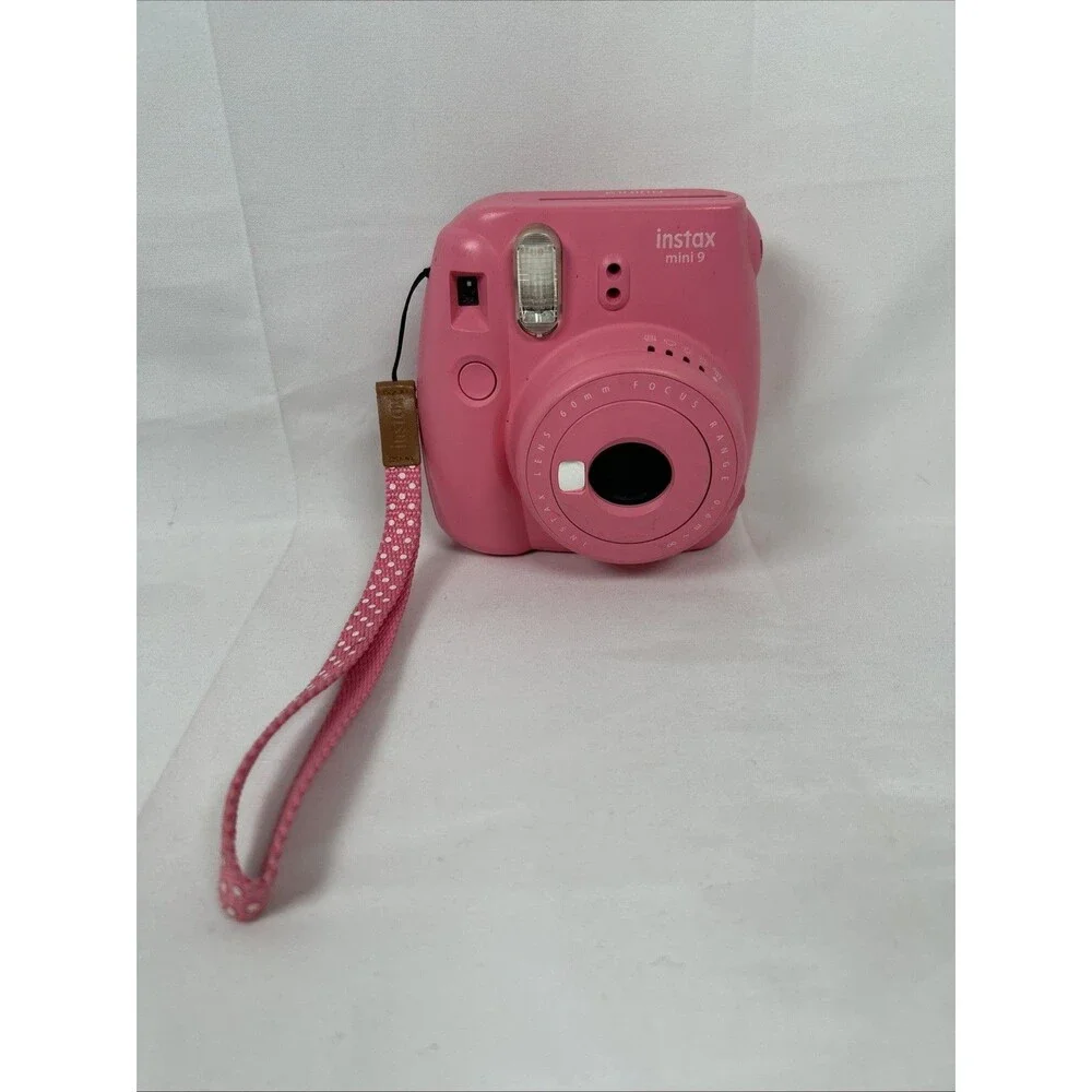 Fujifilm Instax Mini 9 Instant Film Pink Camera With Wrist Strap Tested Working